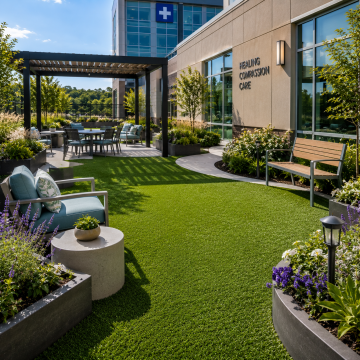 Contemporary healing garden courtyard - commercial healthcare synthetic turf