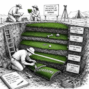 Archaeologists uncover layers of synthetic turf applications representing the history of artificial grass demand.