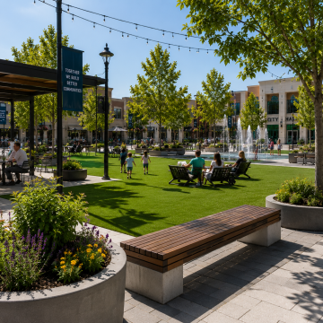 Public municipal synthetic turf - Community gathering at urban plaza