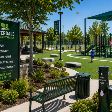 Public Parks & Recreation - synthetic turf. Riverdale park: active community space