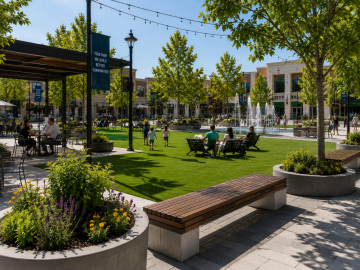 Public municipal synthetic turf - Community gathering at urban plaza