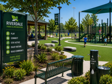 Public Parks & Recreation - synthetic turf. Riverdale park: active community space