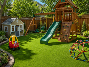 Residential playgrounds, artificial grass